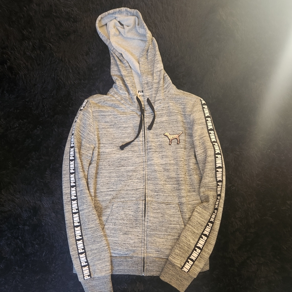 VS Pink Bling jogger set with zip up hoodie